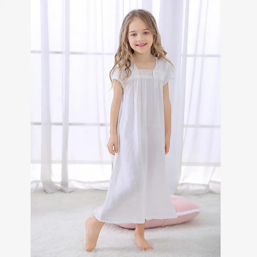

2019 Summer Children's Girls Dress Sleepwear Princess Sleepshirts Vintage Nightgowns Baby Nightdress Kids Clothes Vestidos Y1196