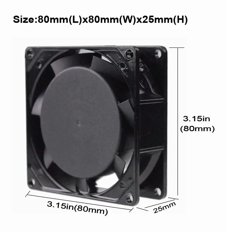 Gdstime 1 шт. 80 мм x 25 мм шарикоподшипник 220 в 240 в 80x80x25 мм промышленный вытяжной металлический ПК AC Вентилятор охлаждения 220 вольт 8025 8 см