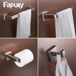 Fapully аксессуары для ванной комнаты 4 шт./компл. щеткой наборы для ванны 304 из нержавеющей стали полотенца бар держатель бумаги крючок