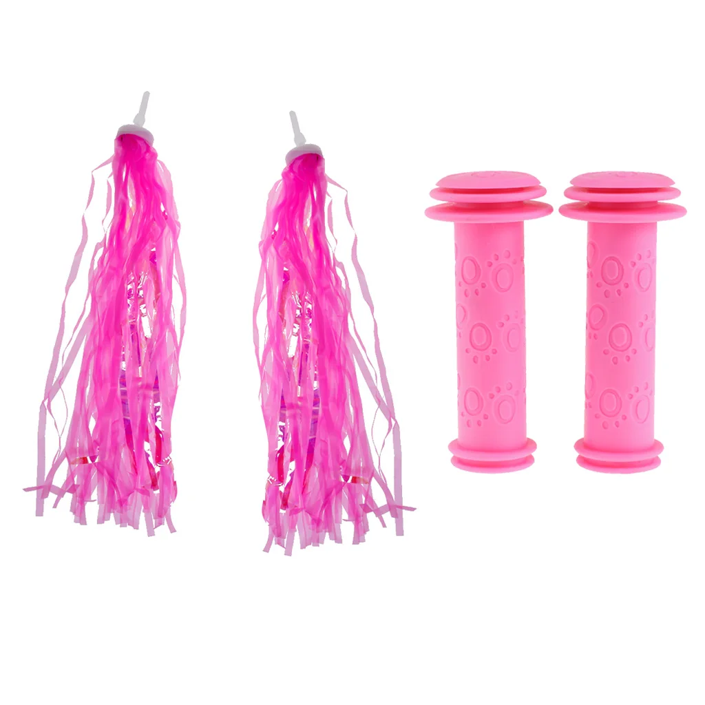 Kids Bicycle Handlebar Grip + Bike Streamers Tricycle Handlebar Grip Tassels Bicycle Brake Grip Protector