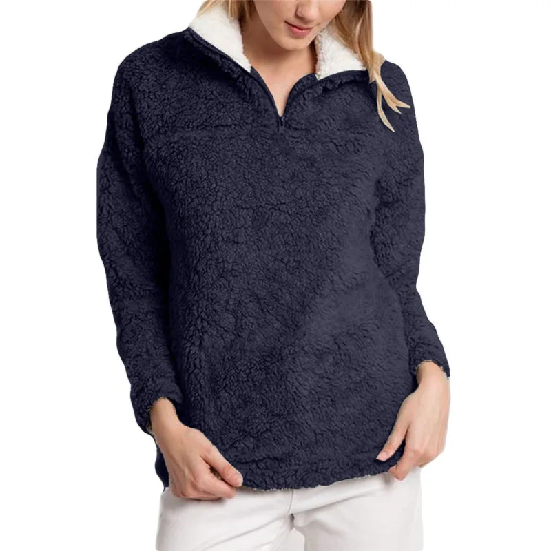 2019 Sherpa Winter Sweater Teddy Fleece Fluffy Pullover 1/4 Zipper Turtleneck Warm Tops Women Fashion Winter Fleece Sweaters 2019 Sherpa Winter Sweater Teddy Fleece Fluffy Pullover 1/4 Zipper Turtleneck Warm Tops Women Fashion Winter Fleece Sweaters
