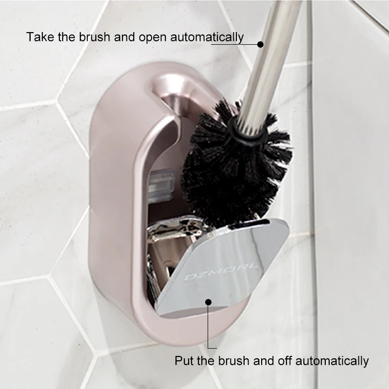 Wall-Mounted Toilet Brush Holder Set Bathroom Hanging Stainless Steel Cleaning A