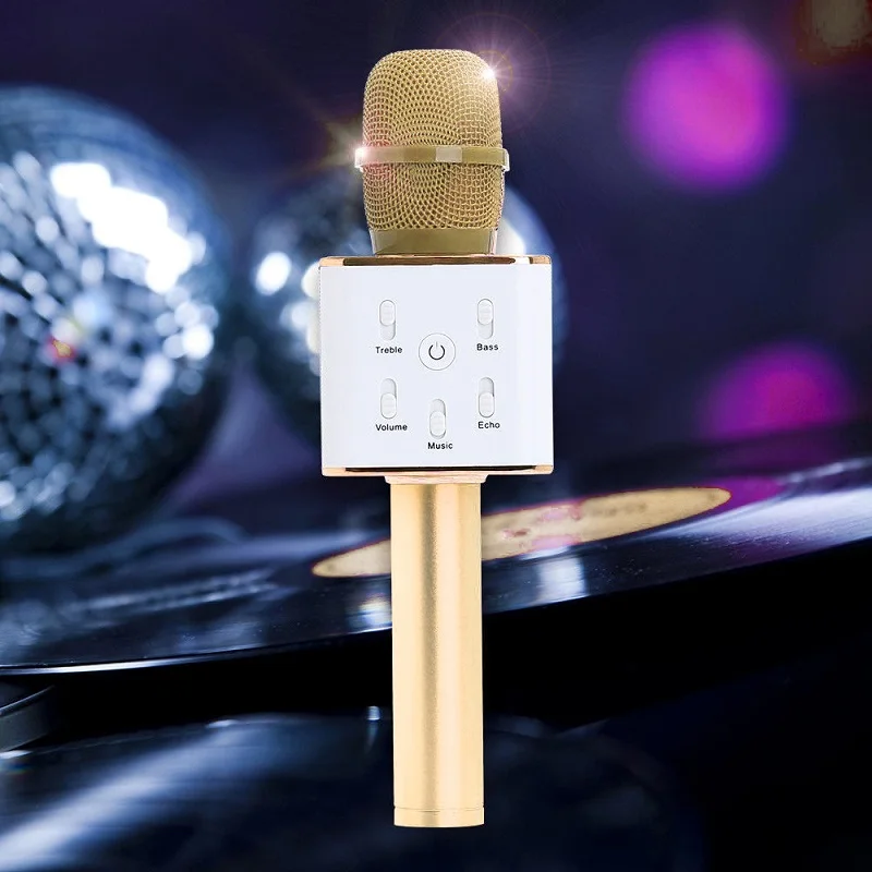 Travor Bluetooth Q7, беспроводной микрофон, караоке, динамик, высококлассная версия, микрофон, KTV плеер, телефон, микрофон для компьютера, для сцены, Конференции - Цвет: Local gold