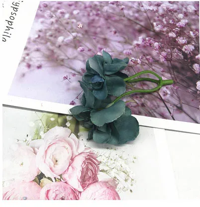 5 шт. высококачественная искусственная Гортензия, цветок для невесты, свадебное украшение, сделай сам, скрапбукинг, искусственные цветы - Цвет: Lake blue