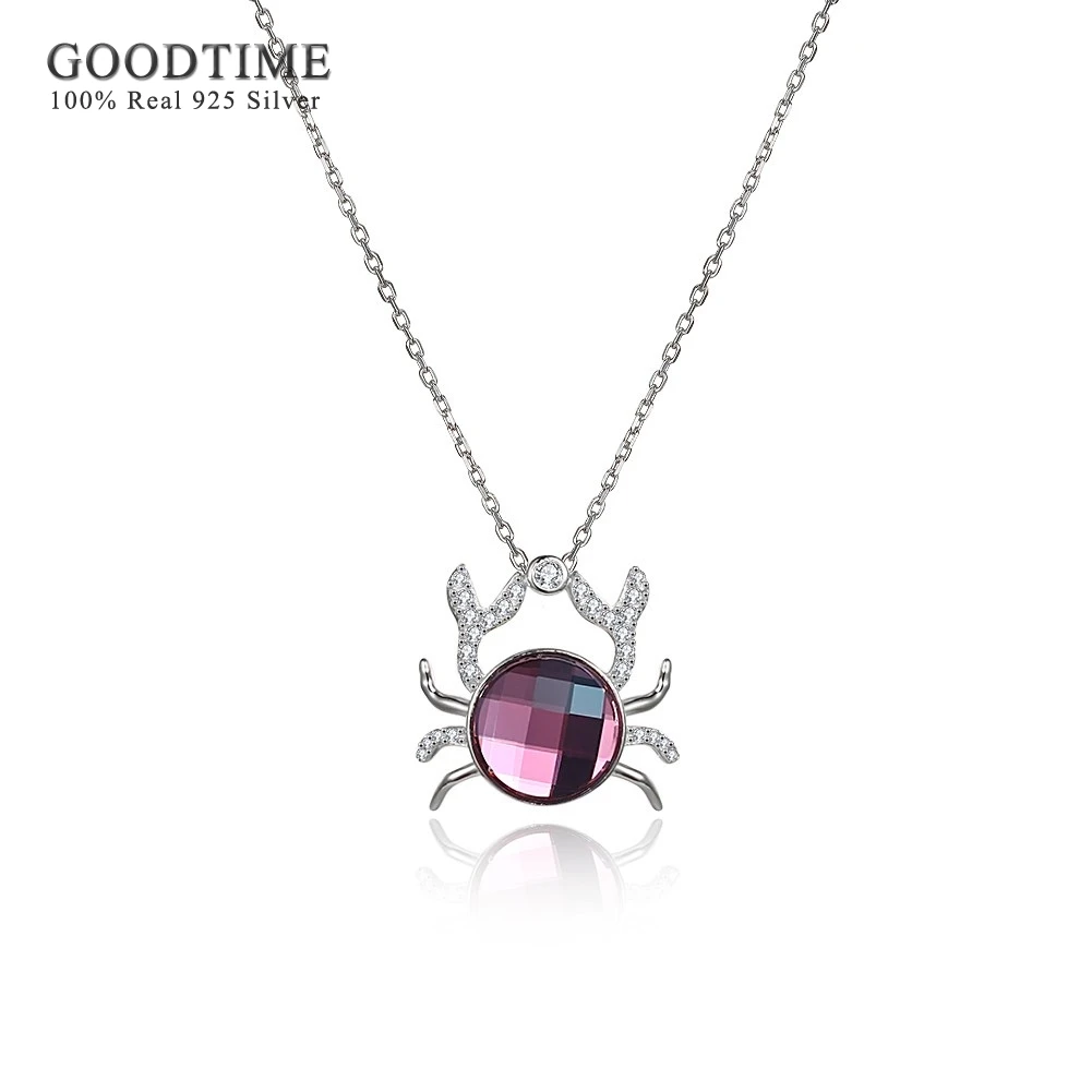 

Necklace Women 925 Sterling Silver Jewelry Purple Crystal Animal Crab Pendant Necklaces Wholesale Fashion Kids Girls Jewelry