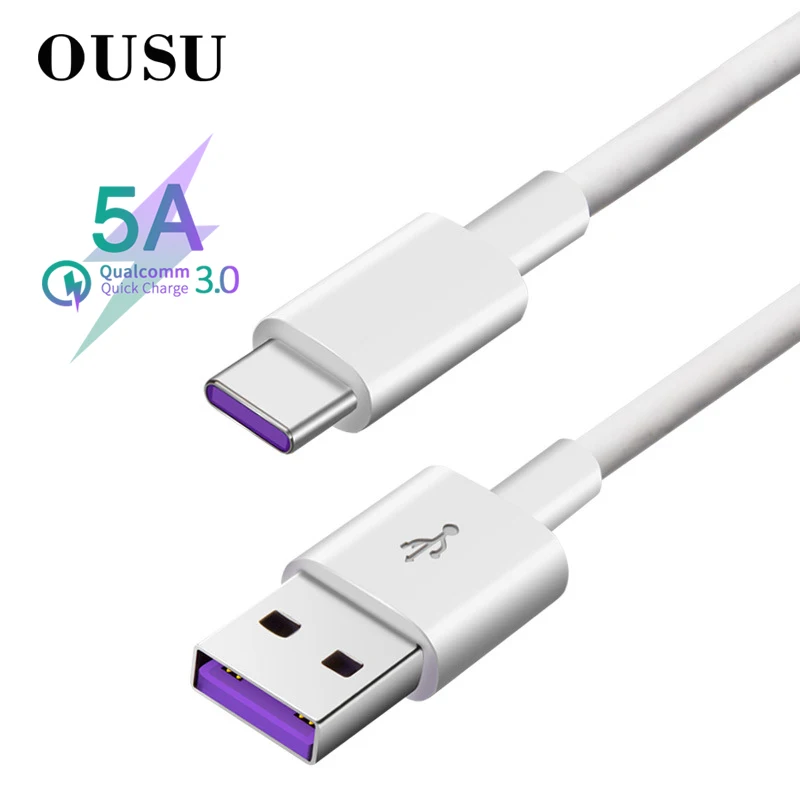 OUSU Quick Charge 4,0 5A Supercharge для huawei P30 P20 P10 pro mate 20 9 10 pro OTG usb type C кабель кабели для мобильных телефонов tipo C