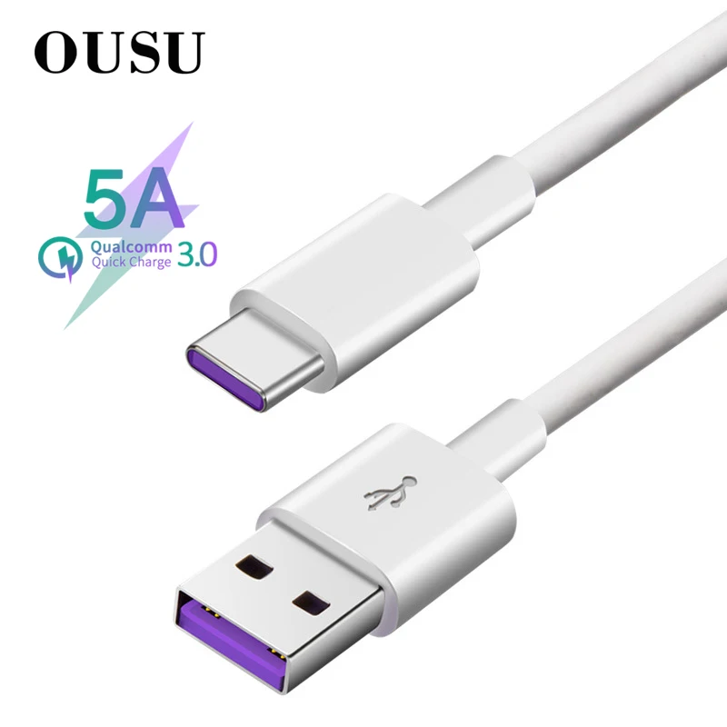 OUSU Quick Charge 4 0 5A Supercharge для huawei P30 P20 P10 pro Mate 20 9 10 OTG USB Type C кабель кабели мобильных