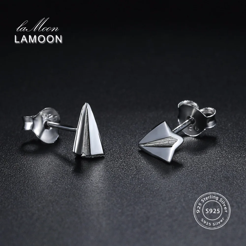 LAMOON 2018 NewFashion Airplane Shaped 100% Real 925-Sterling-Silver Stud Earrings S925 Fine Jewelry For Women Girl Gift LMEY161