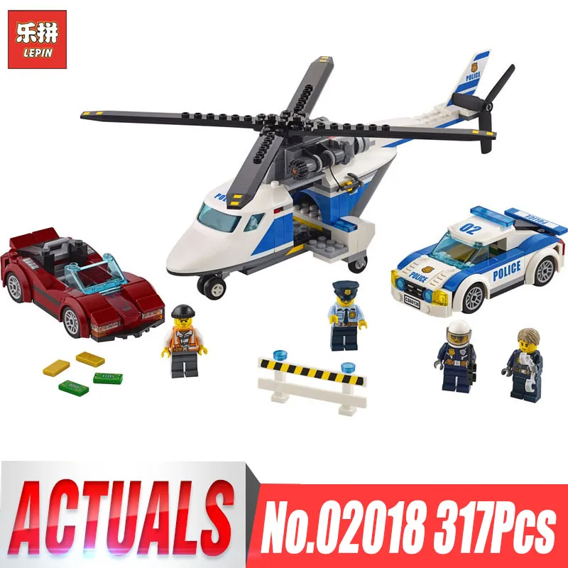 

LEPIN 02018 City Series Police High-Speed Chase Set Helicopter Building Blocks Toys For Children Compatible legoing 60138