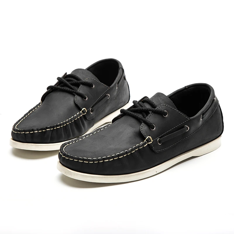 Men shoes casual summer genuine leather brown boat shoes men big size flat slip on loafer shoes male boat shoes dockside shoes 3