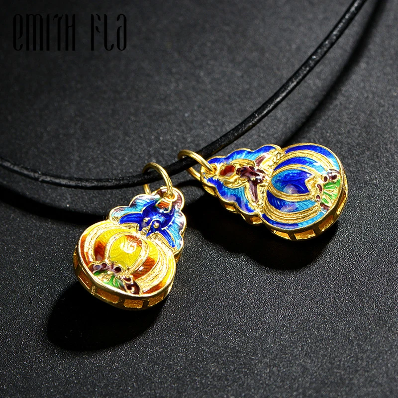 Emith Fla 925 Sterling Silver Cloisonne Enamel Calabash Charms Pendants