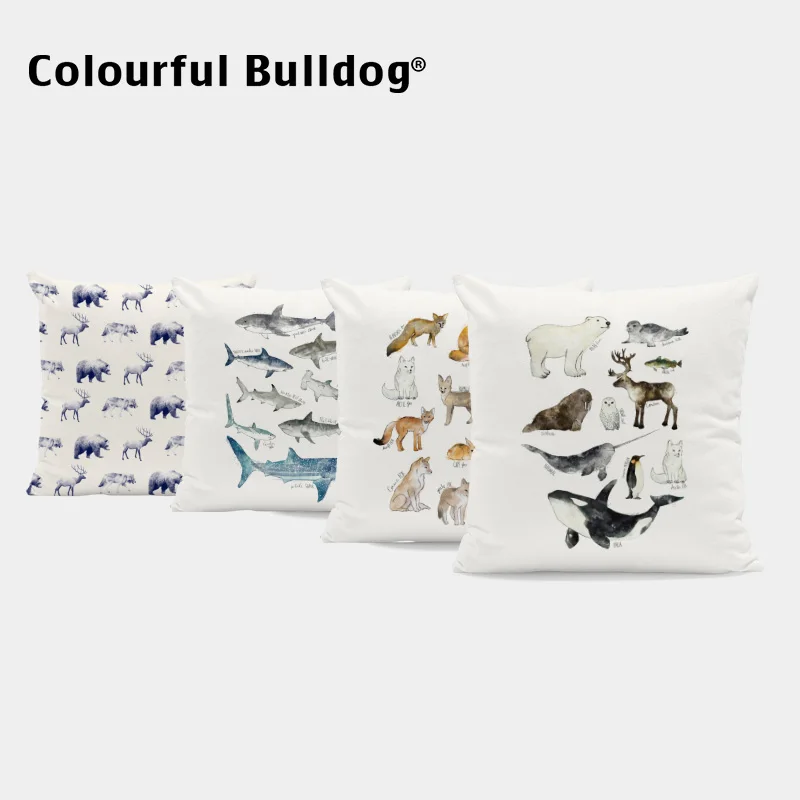 Lovely Animals Pillow Cushion Cover Polar Bear Panda Dinosaur Throw Cushion Sloth Tiger Lion Home Decorative Velvet Cover Pillow