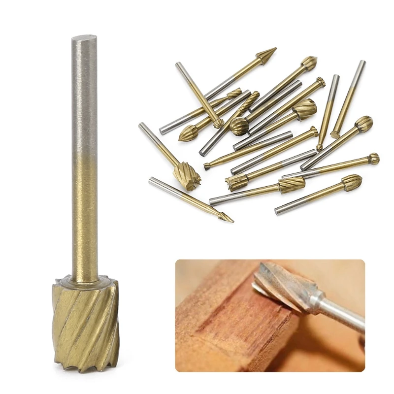 

YOFE 20 Pcs 3mm HSS Engraving Cutter Woodworking Grinding Electric Rotary File Head