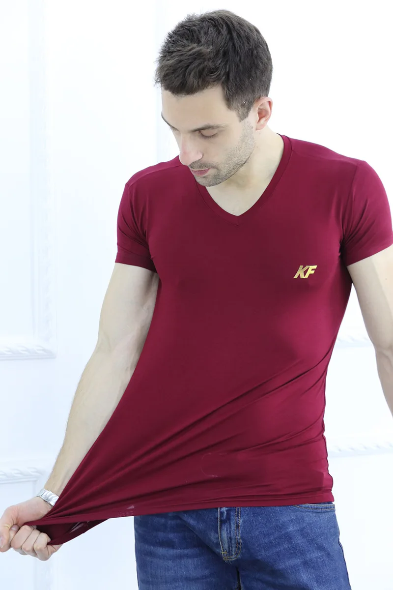 Большие размеры, L-6XL, мужские летние футболки, Мода, новинка, бамбуковое волокно, хлопок, мягкие, высокое качество, v-образный вырез, короткий рукав, повседневные футболки