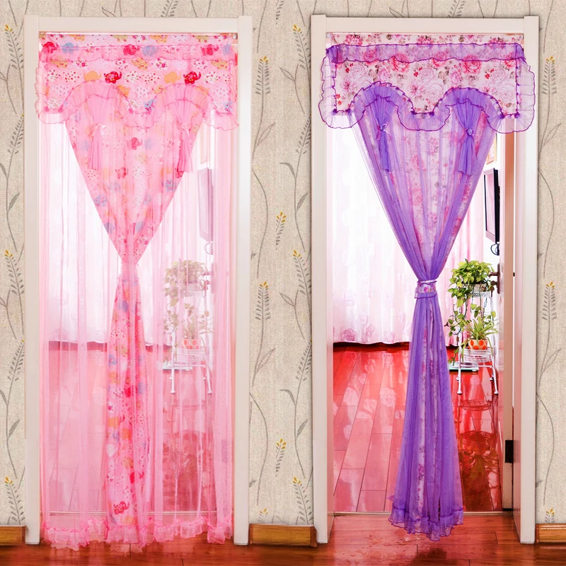 

Punch-free Home Bedroom Kitchen Living Room Bathroom Decorative Curtain Partition Curtains Mosquito Lace Fabric Curtain