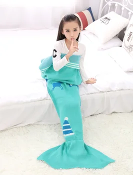 

CAMMITEVER Charming Girl Mermaid Tail Blanket Knitting Sofa Sleeping Acrylic Mermaid Blanket For Bed Super Soft Sleeping
