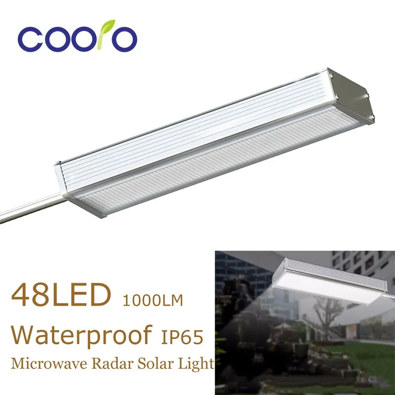 Radar de Microondas Sensor de Movimento Lâmpada de Parede Lâmpada de Rua ao ar Ip65 à Prova Solar Água Livre Segurança Spotslights 48led Luz 1000lm d' 6 motion sensor solar light