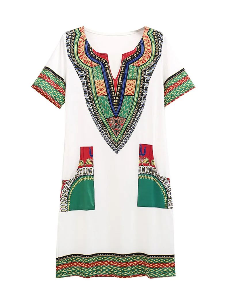 Gladiolus 2019 Summer Dress Women Short Sleeve V Neck Pocket Bodycon Sexy Ethnic Print Women Dress Plus Size 3XL Ladies Dresses (39)