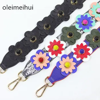 

2016 Flower Strap You PU Leather colorful Rivet Stud Snake Strap for Women bag Multicolour Belt Width Crossbody Messenger Bags
