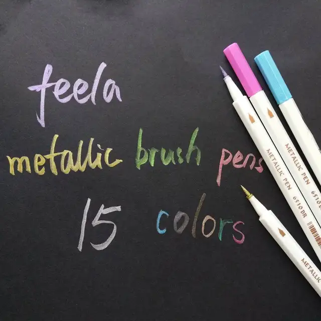 15 Warna Metallic Brush Marker Pens Feela Metallic Kaligrafi Lukisan Pen Untuk Pembuatan Kartu Batu Lukisan Kaca Logam 15 Warna Metallic Brush Marker Pens Feela Metallic Kaligrafi Lukisan Pen Untuk Pembuatan Kartu Batu Lukisan Kaca Logam