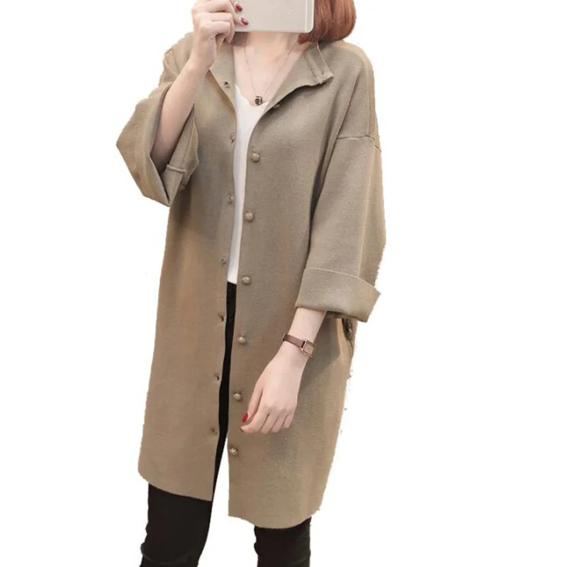 

2018 New Women Cardigan Sweaters Coat plus Size Single-breasted Both sides can wear Long Autumn Sweater Female knitted jacket