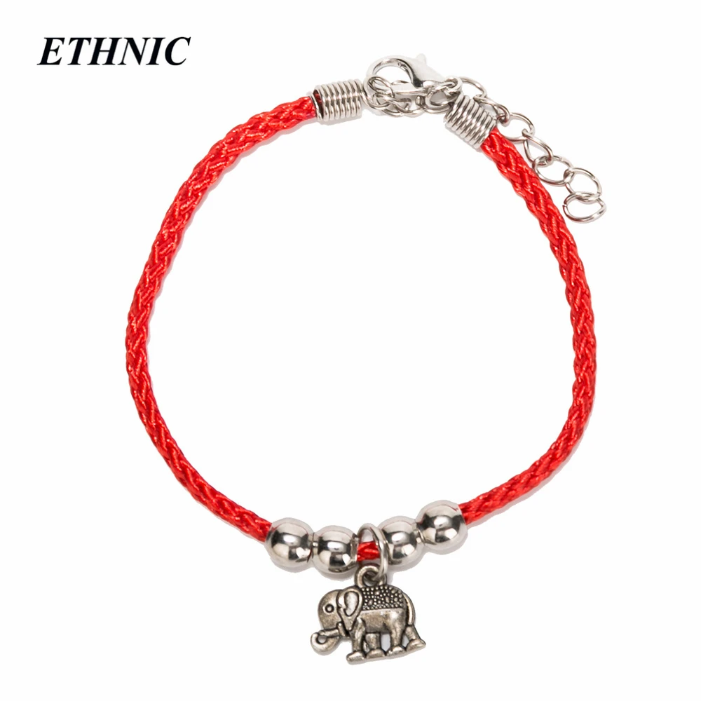 

1 pcs Vintage Charm Elephant Hand Infinity Red Thread String Bracelet For Women Men With Extension P