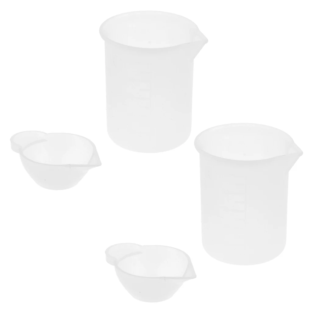 4 Pieces Measuring Cup Glue Mixing Cup Silicone Mold DIY Jewelry Scale Resin Glue Tools
