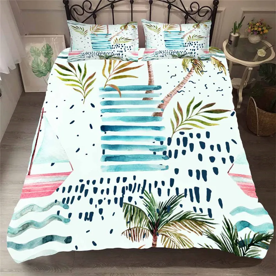 HELENGILI 3D комплект постельного белья тропические растения принт пододеяльник набор реалистичное постельное белье с наволочкой набор домашнего текстиля# RD-08 - Цвет: 22