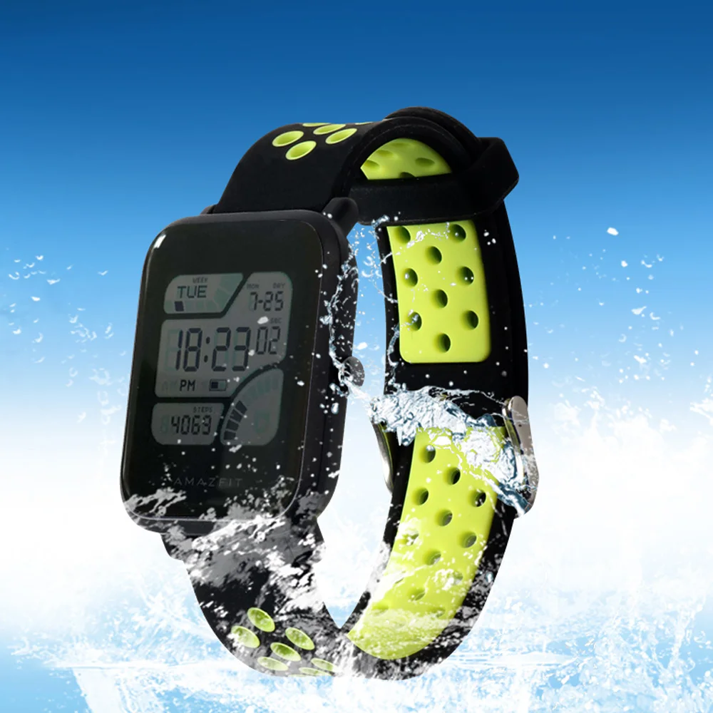 

SIKAI 20mm Universal Silicone Dual Color Breathable Replacement Watchband Bracelet Wrist Band Strap for Xiaomi Huami Amazfit Bip