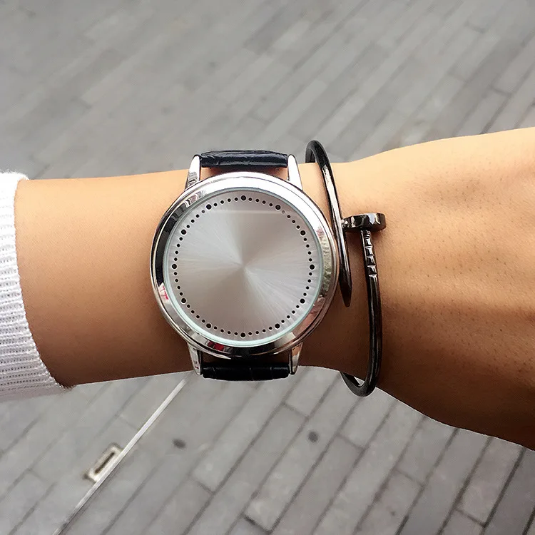Креативная индивидуальность минималистичный сенсорный экран водонепроницаемый светодиодный кожаный часы для мужчин и женщин пара часов электронные часы C-60 PINGBO