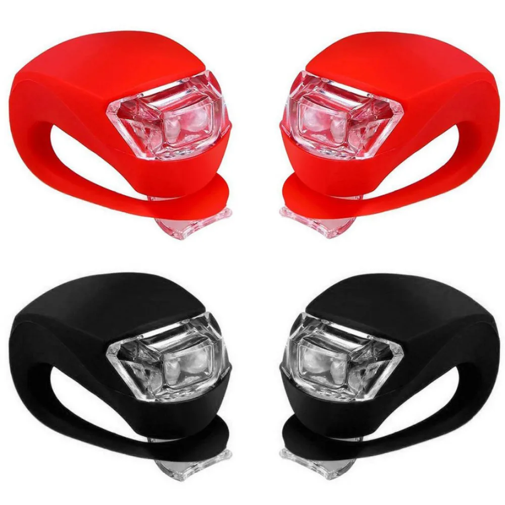 

4pcs LED 3 Mode Silicone Mountain Bike Bicycle Front Rear Fits on all Types Bicycle Lights Push Cycle Clip Light A1