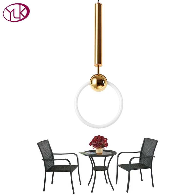 

Youlaike Modern LED Simple Pendant Lamps Circle Ring Iron Pendant Lights for Dining Room Bar Cafe Shop Home Lighting Fixtures