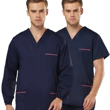 Скрабы медицинская форма женщины и мужчины скрабы набор медицинская Спецодежда и брюки v-образным вырезом и полный эластичный брюки талии для доктора медсестры