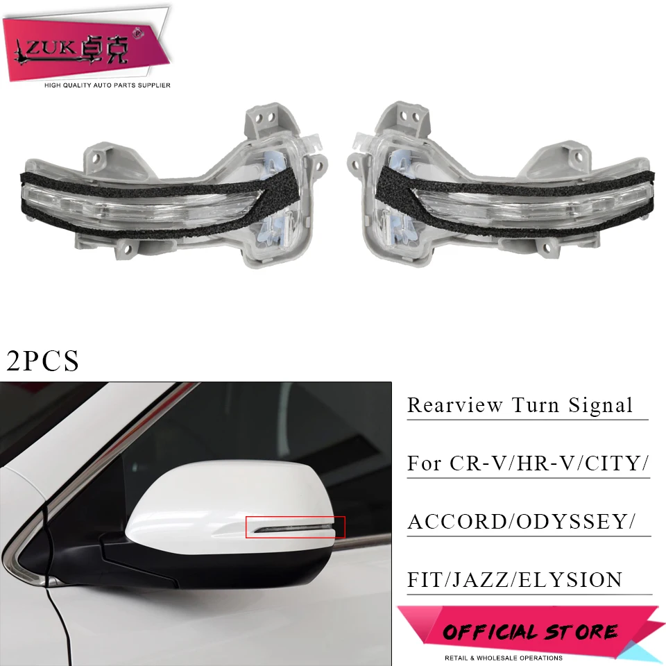 

ZUK 2PCS Rearview Mirror Turn Signal LED Flasher Light Lamp For HONDA ACCORD CR-V ODYSSEY HR-V FIT JAZZ ELYSION SPIRIOR VEZEL