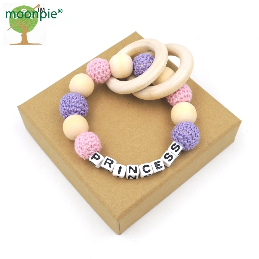 12 designs to choose personalized baby name Crochet nursing toy teething crochet  made to order kid crochet bead customize ET55