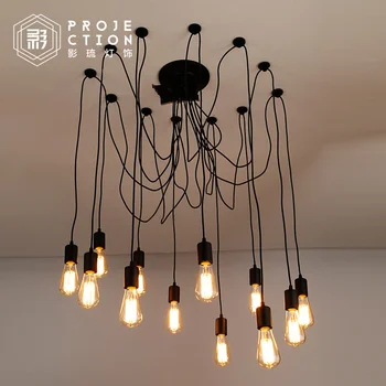 

Nordic Retro Edison Bulb Light Chandelier Vintage Loft Antique Adjustable DIY E27 Art Spider Ceiling Lamp Fixture Light