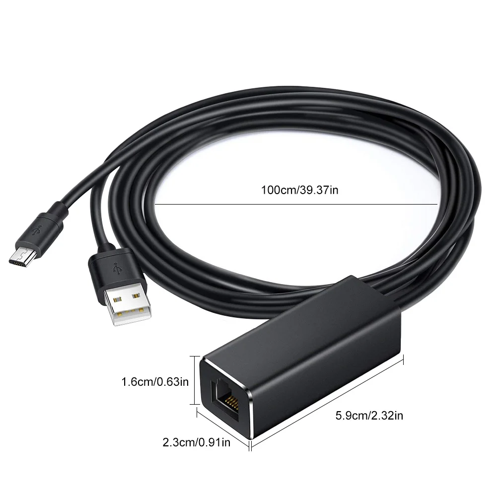 ТВ Stick Micro USB к RJ45 Ethernet-адаптер с USB Питание кабель