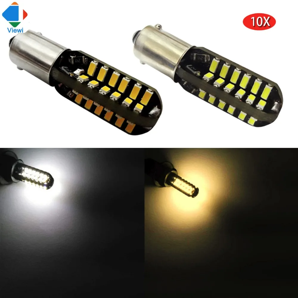 Viewi 10pcs 12v 24v led bulb ba9s canbus bax9s source car light 2w
