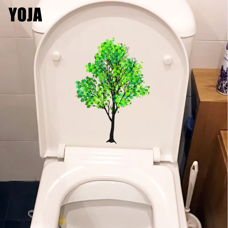 

YOJA 16.5*23.4CM Spring Trees Green Fresh Bathroom Decoration Toilet Sticker Home Wall Decal T1-1123