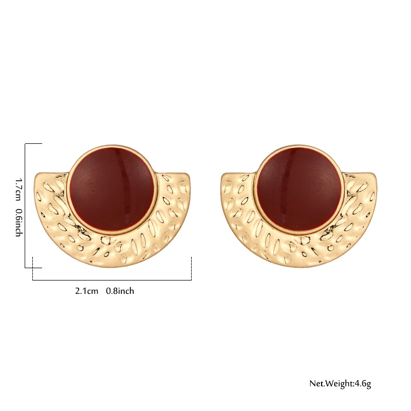 YMYW, винтажные золотые веерные серьги-гвоздики, металлический сплав цинка, эмаль, полукруглые правильной геометрической формы, модный шарм, серьги для женщин, подарок матери