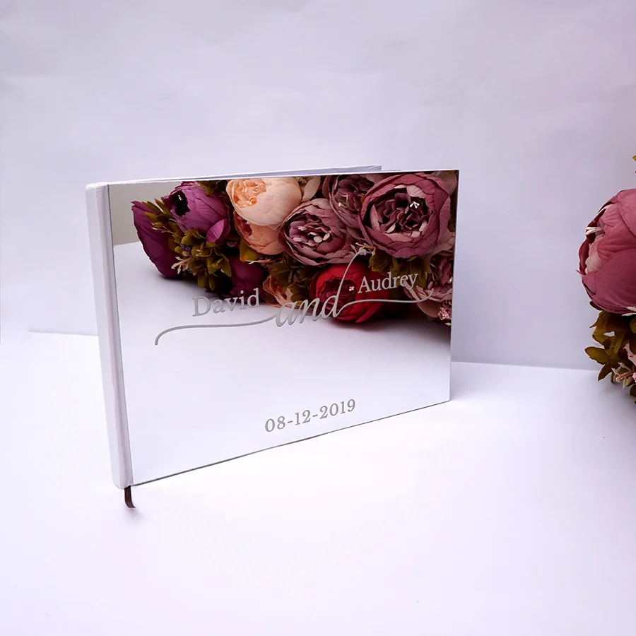 

25x18cm Personalized Custom Wedding Signature Guest book Acrylic Mirror White Blank Party Favors Photo Album