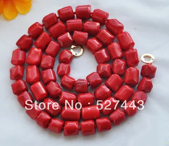 

Wholesale free shipping >>S1539 natural 33" 13x15mm massive red coral bead NECKLACE
