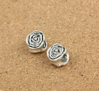 

100pcs Tibetan Silver Rose Flower Spacer Beads For Craft Sewing,Jewelry,Headband,Hairbow,Hairclip,Bag,Shoes Decoration