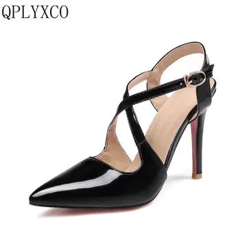 

QPLYXCO 2017 Big Size 30-47 Women Pointed Toe High Heel Sandals Party Wedding Sexy Lady Heeled Footwear Heels Shoes Woman 10-30