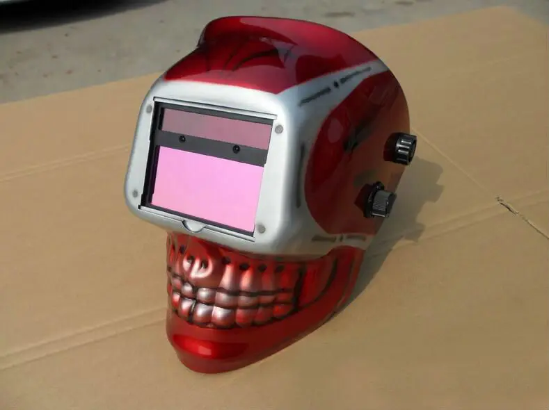 

Free shipping red scarf welding cap welding mask good looking helmet skull 2017 new real shot Soldering iron