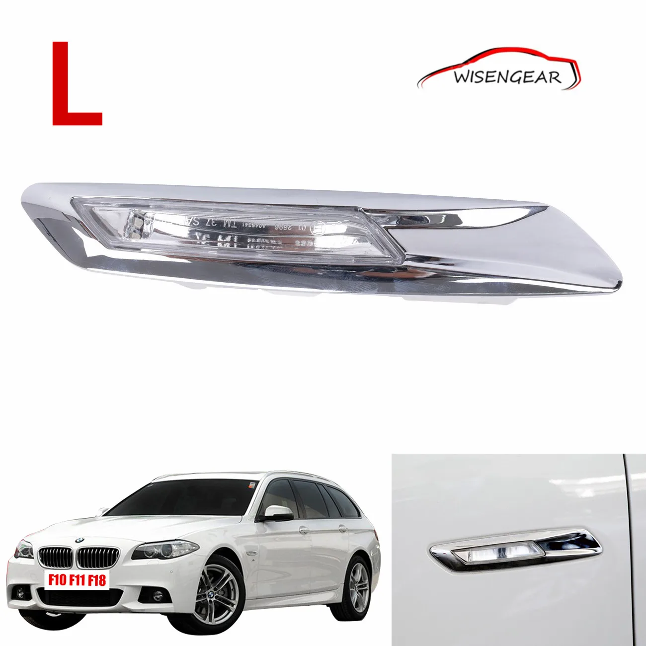 Left Chrome LED Side Turn Signal Light For BMW F10 F11 F18 5 series