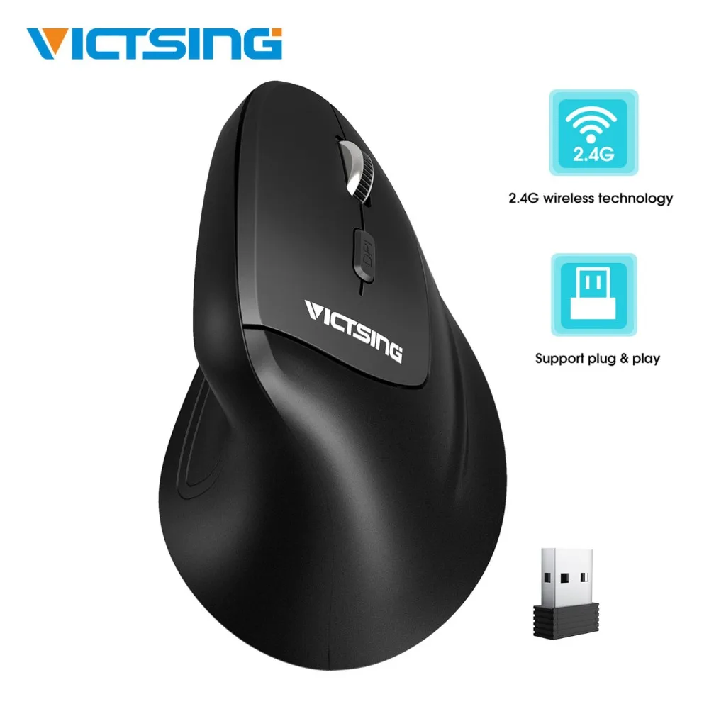 Скидка VicTsing 2,4G беспроводная мышь высокая точность оптическая игровая мышь вертикальная эргономичная мышь 6 кнопок для пк рабочего стола ноутбука ...