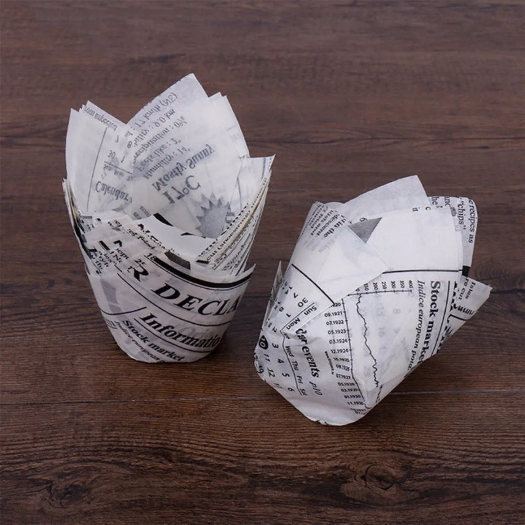 JX-LCLYL 50Pcs DIY Tulips Cupcake Liners Paper Cake Baking Cup Muffin Cases Weeding Party