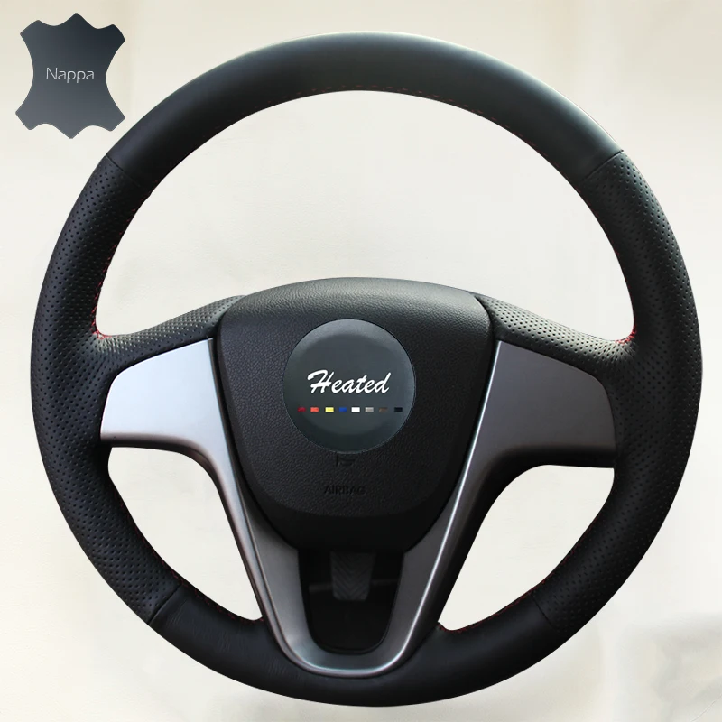 Genuine Leather Steering Wheel Cover For Hyundai Solaris 2010 2016