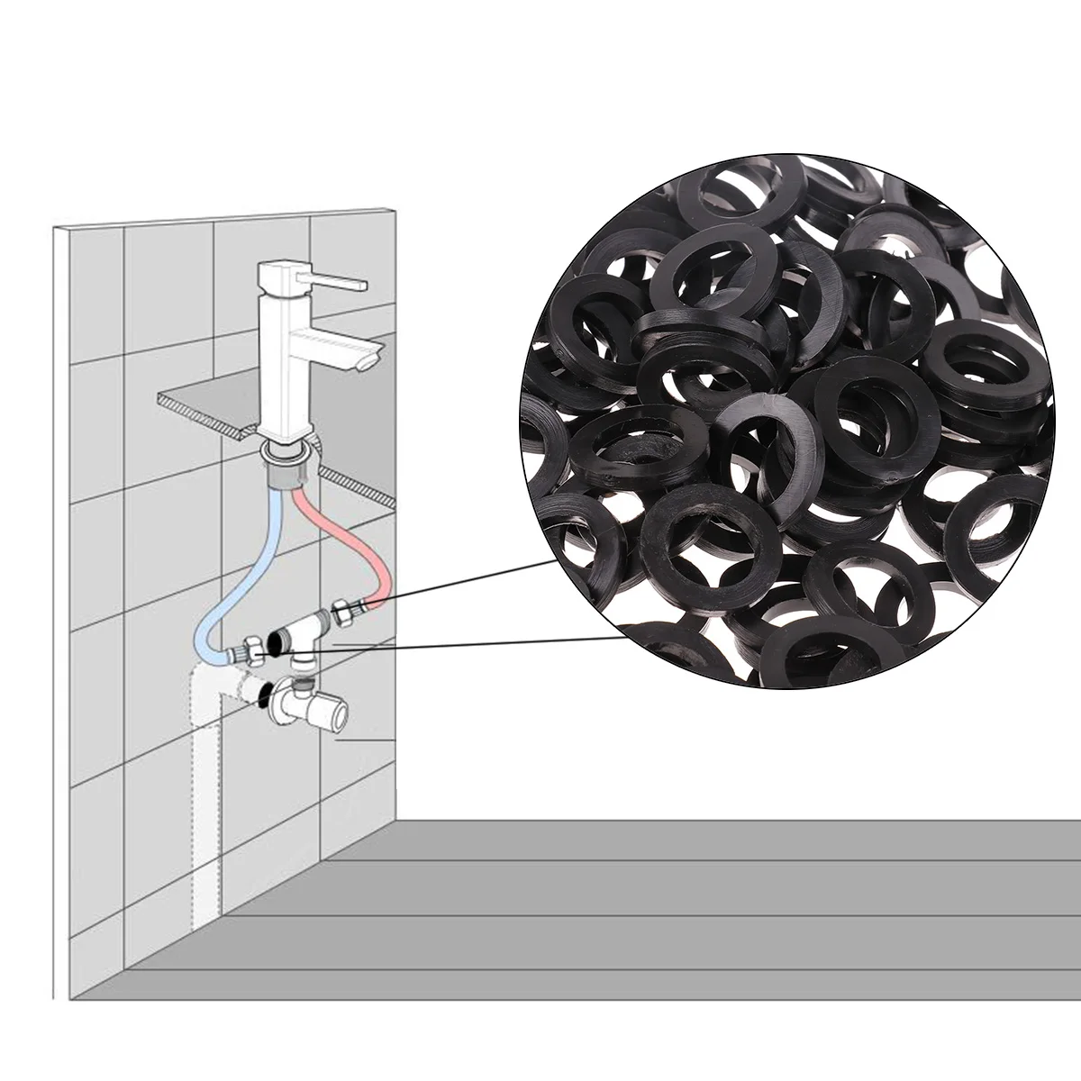 de goma con junta tórica para grifo de agua, rociador de tubería, de ducha, juntas planas, repuesto de reparación, accesorio de baño y jardín, 100 - Mejoras para el hogar